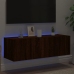 Mueble de TV de pared con luces LED marrón roble 100x35x31 cm