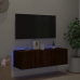 Mueble de TV de pared con luces LED marrón roble 100x35x31 cm