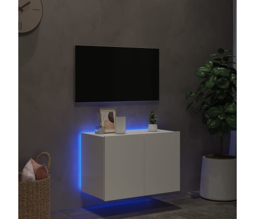 Mueble de TV de pared con luces LED blanco 60x35x41 cm