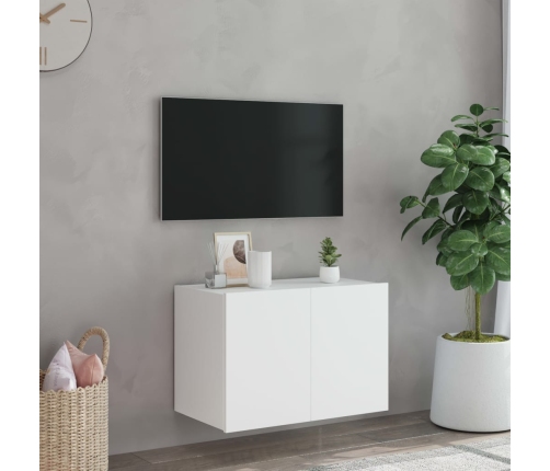 Mueble de TV de pared con luces LED blanco 60x35x41 cm