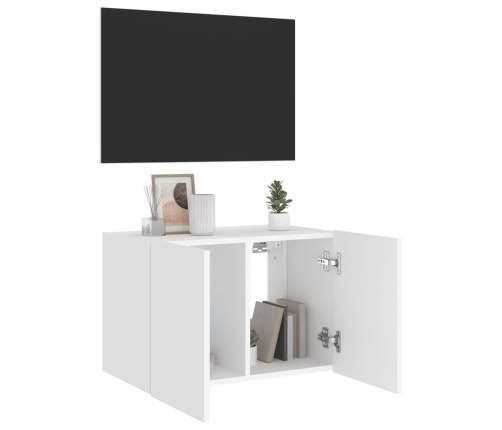 Mueble de TV de pared con luces LED blanco 60x35x41 cm