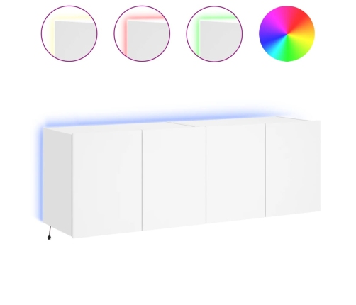 Muebles de TV de pared con luces LED 2 uds blanco 60x35x41 cm