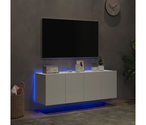 Muebles de TV de pared con luces LED 2 uds blanco 60x35x41 cm