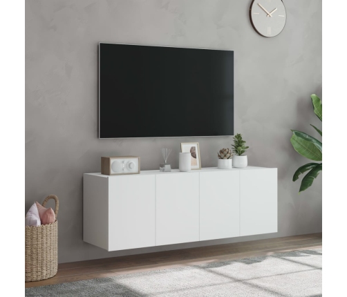 Muebles de TV de pared con luces LED 2 uds blanco 60x35x41 cm