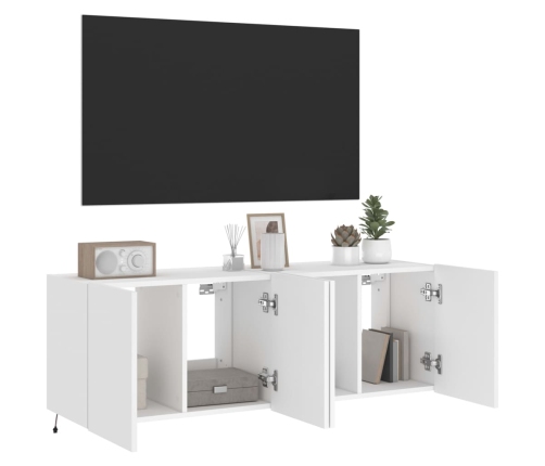 Muebles de TV de pared con luces LED 2 uds blanco 60x35x41 cm