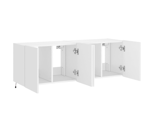 Muebles de TV de pared con luces LED 2 uds blanco 60x35x41 cm