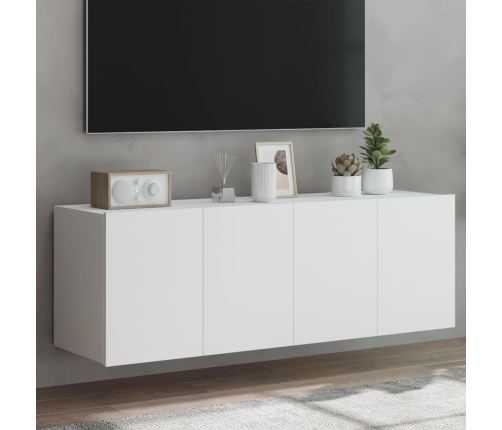 Muebles de TV de pared con luces LED 2 uds blanco 60x35x41 cm