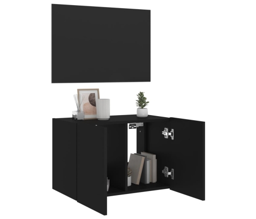 Mueble de TV de pared con luces LED negro 60x35x41 cm