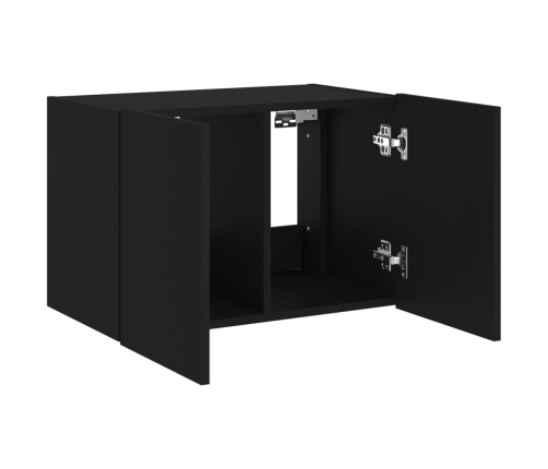 Mueble de TV de pared con luces LED negro 60x35x41 cm