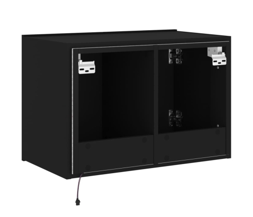 Mueble de TV de pared con luces LED negro 60x35x41 cm