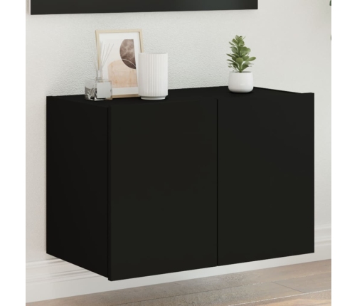 Mueble de TV de pared con luces LED negro 60x35x41 cm