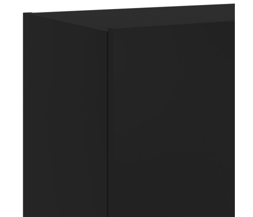 Muebles de TV de pared con luces LED 2 uds negro 60x35x41 cm