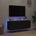 Muebles de TV de pared con luces LED 2 uds negro 60x35x41 cm