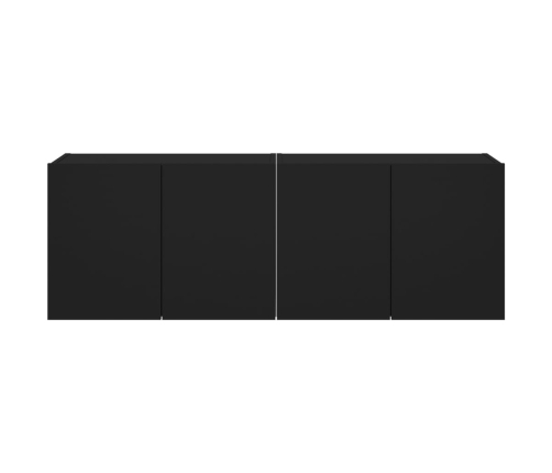 Muebles de TV de pared con luces LED 2 uds negro 60x35x41 cm