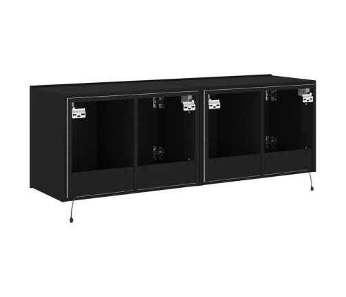 Muebles de TV de pared con luces LED 2 uds negro 60x35x41 cm