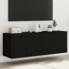 Muebles de TV de pared con luces LED 2 uds negro 60x35x41 cm