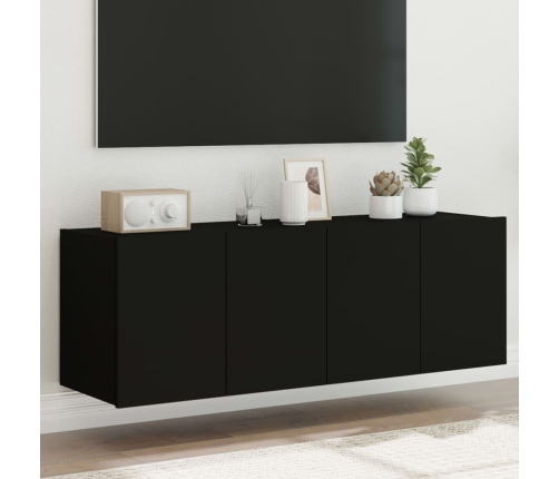 Muebles de TV de pared con luces LED 2 uds negro 60x35x41 cm