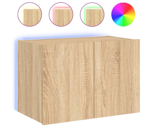 vidaXL Mueble de TV de pared con luces LED roble Sonoma 60x35x41 cm