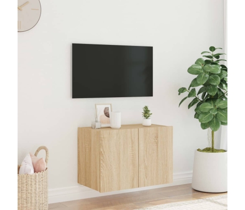 vidaXL Mueble de TV de pared con luces LED roble Sonoma 60x35x41 cm