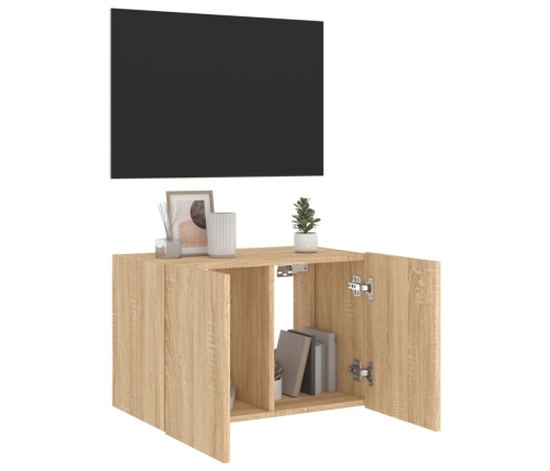 vidaXL Mueble de TV de pared con luces LED roble Sonoma 60x35x41 cm