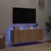 Muebles de TV de pared luces LED 2 uds roble Sonoma 60x35x41 cm