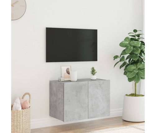 Mueble de TV de pared con luces LED gris hormigón 60x35x41 cm