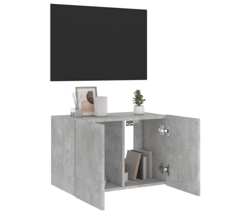 Mueble de TV de pared con luces LED gris hormigón 60x35x41 cm