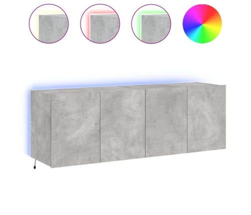 Muebles TV de pared luces LED 2 uds gris hormigón 60x35x41 cm