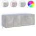 Muebles TV de pared luces LED 2 uds gris hormigón 60x35x41 cm