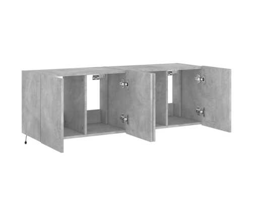 Muebles TV de pared luces LED 2 uds gris hormigón 60x35x41 cm