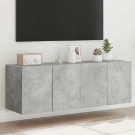 Muebles TV de pared luces LED 2 uds gris hormigón 60x35x41 cm