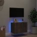 Mueble de TV de pared con luces LED roble ahumado 60x35x41 cm