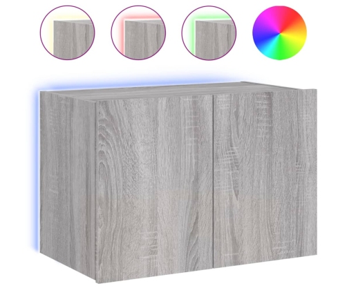 vidaXL Mueble de TV de pared con luces LED gris Sonoma 60x35x41 cm