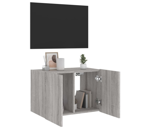 Mueble de TV de pared con luces LED gris Sonoma 60x35x41 cm