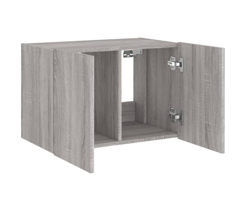 Mueble de TV de pared con luces LED gris Sonoma 60x35x41 cm