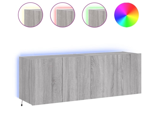 Muebles TV de pared con luces LED 2 uds gris Sonoma 60x35x41 cm