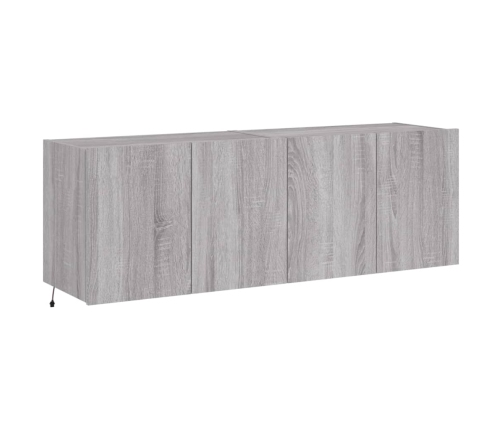 Muebles TV de pared con luces LED 2 uds gris Sonoma 60x35x41 cm