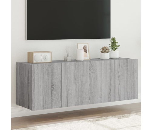 Muebles TV de pared con luces LED 2 uds gris Sonoma 60x35x41 cm