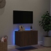 Mueble de TV de pared con luces LED marrón roble 60x35x41 cm