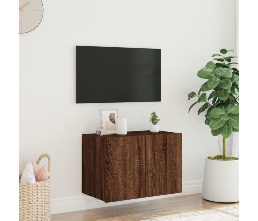 Mueble de TV de pared con luces LED marrón roble 60x35x41 cm