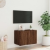 Mueble de TV de pared con luces LED marrón roble 60x35x41 cm