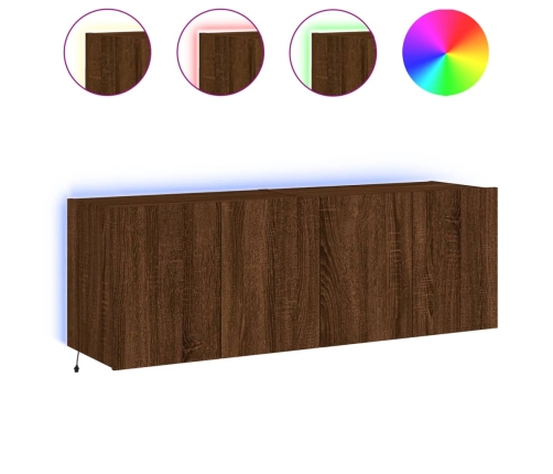 Muebles TV de pared luces LED 2 uds marrón roble 60x35x41 cm