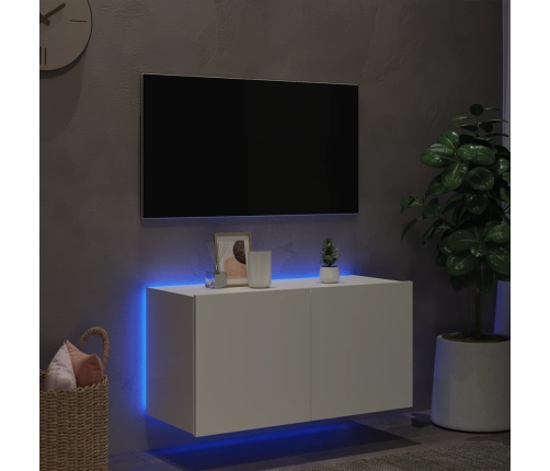 Mueble de TV de pared con luces LED blanco 80x35x41 cm