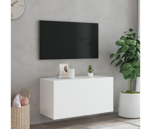 Mueble de TV de pared con luces LED blanco 80x35x41 cm