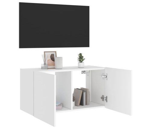 Mueble de TV de pared con luces LED blanco 80x35x41 cm