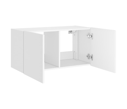 Mueble de TV de pared con luces LED blanco 80x35x41 cm