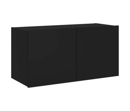 Mueble de TV de pared con luces LED negro 80x35x41 cm