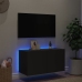 Mueble de TV de pared con luces LED negro 80x35x41 cm