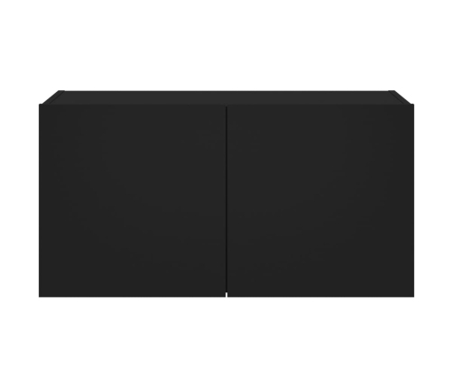 Mueble de TV de pared con luces LED negro 80x35x41 cm