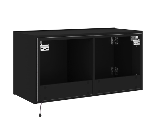 Mueble de TV de pared con luces LED negro 80x35x41 cm